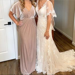 Revelry champagne velvet Gwen bridesmaid dress size 4